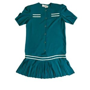 Liz Roberts teal pleated dress